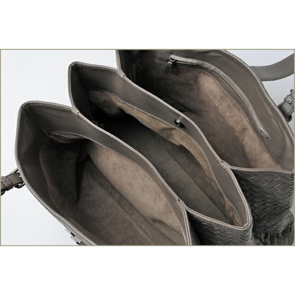 Bottega Veneta Roma Tote Bag Charcoal Black Black Gray Leather - Picture 5 of 6